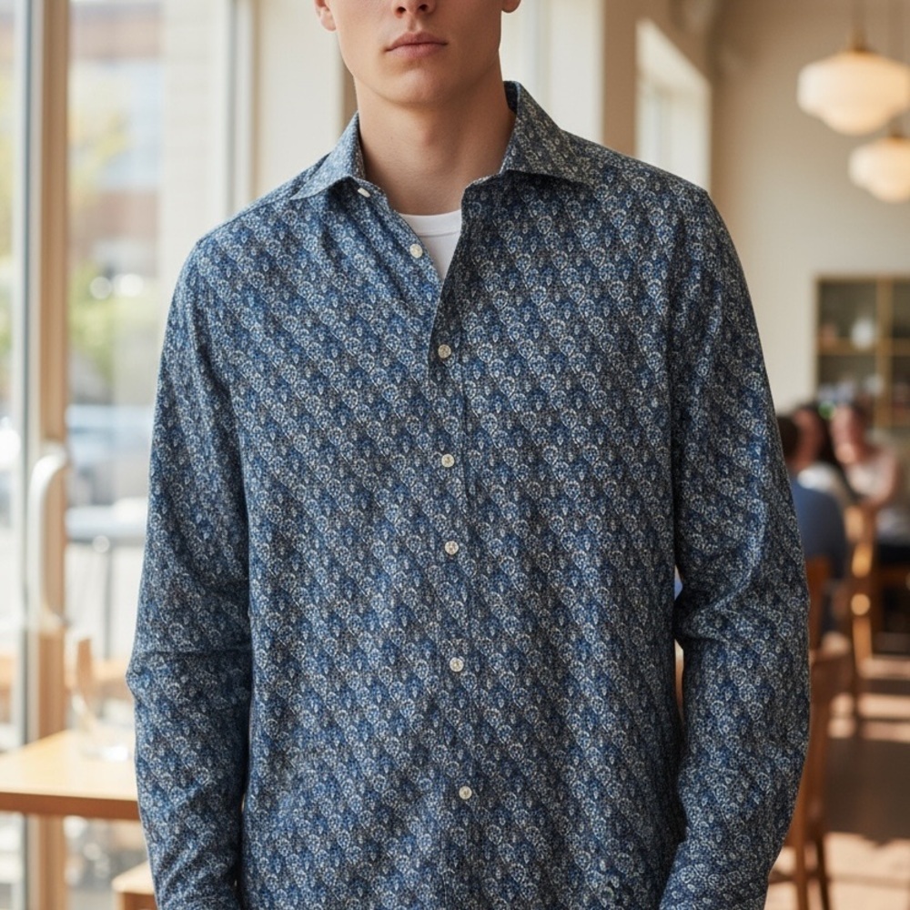 Tailorbyrd Multicolor Geometric Button-Up Shirt Sz L